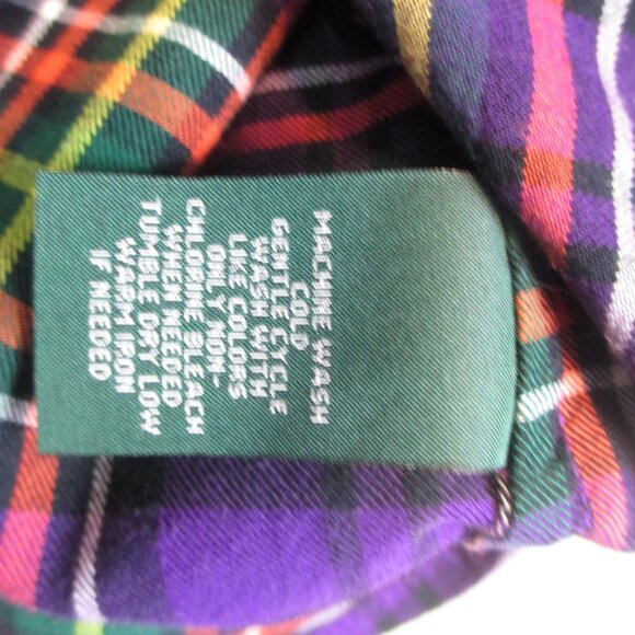 NWT LRL Lauren Jeans Co Size Medium Flannel Plaid Shirt Roll Tab Sleeve Pockets - Picture 6 of 10